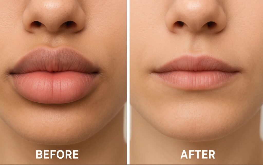 Before and after results by Lip Augmentation Surgeon in Delhi Dr. Adarsh Tripathi.